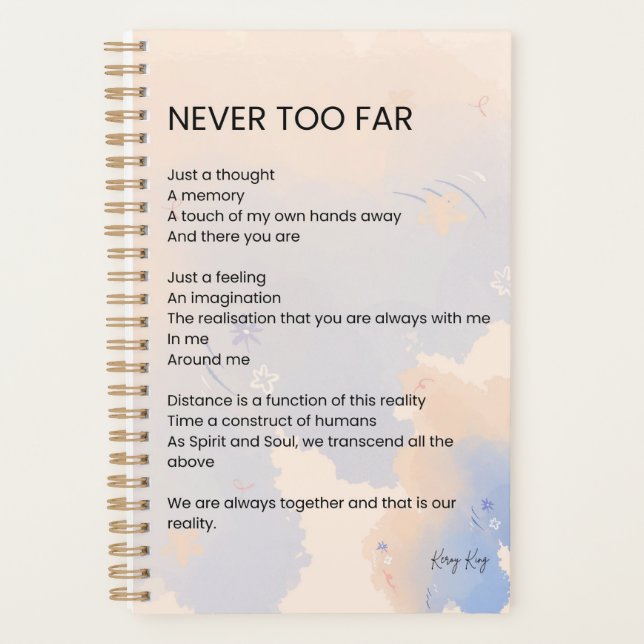 Nie zu spät Liebe Gedicht Gedichte Planer (Vorderseite)