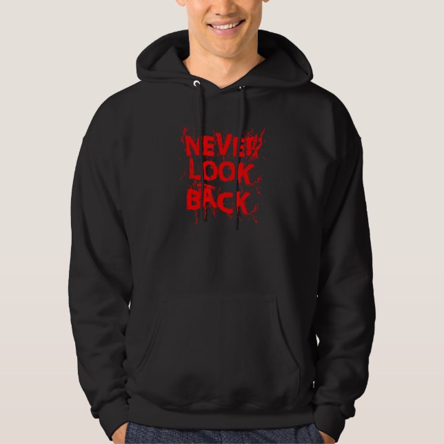 Nie zurückschauen - rotes grafisches Design Hoodie (Vorderseite)