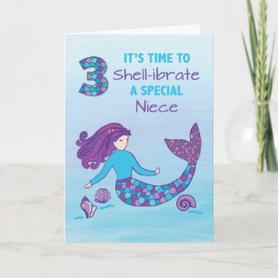 Niece 3. Geburtstag Funkelnd Look Mermaid Karte