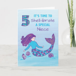 Niece 5. Geburtstag Funkelnd Look Mermaid Karte