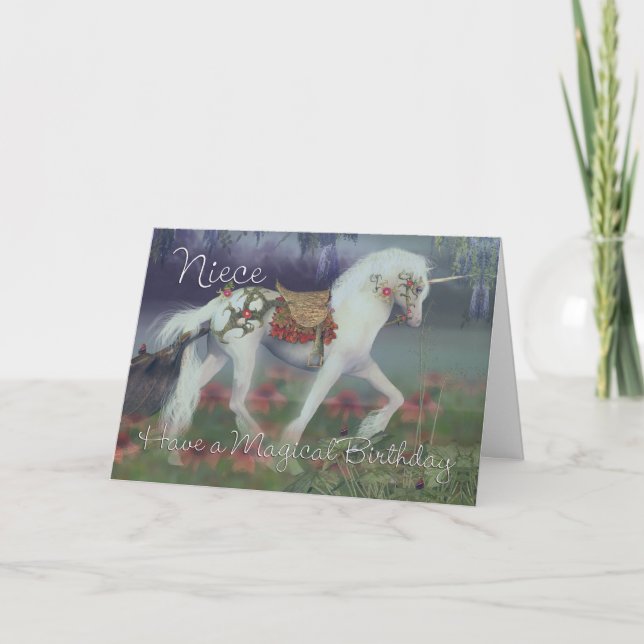 Niece Birthday Card mit Unicorn, Fantasy Birthday Karte (Vorderseite)