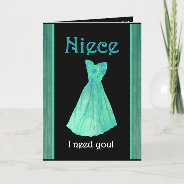NIECE Bridesmaid Einladung Mint Green Gown (Vorderseite)