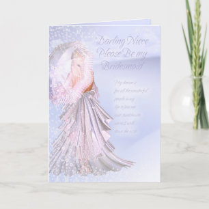 Niece Bridesmaid Request Card mit Violet Blue und Einladung