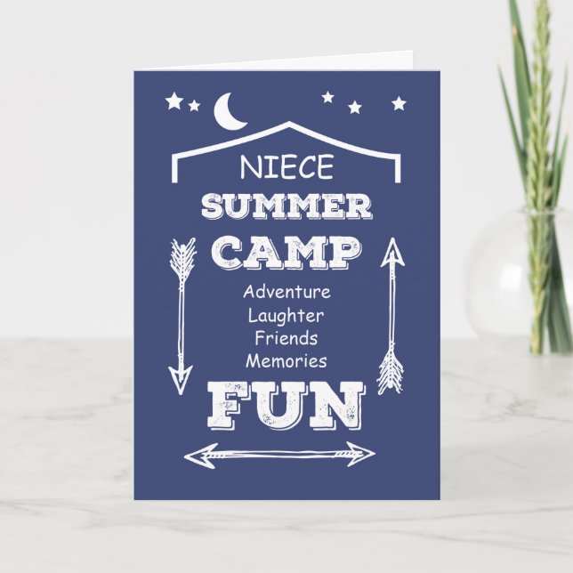 Niece Camp Fun Navy Blue, Denken Sie an Sie Karte (Vorderseite)