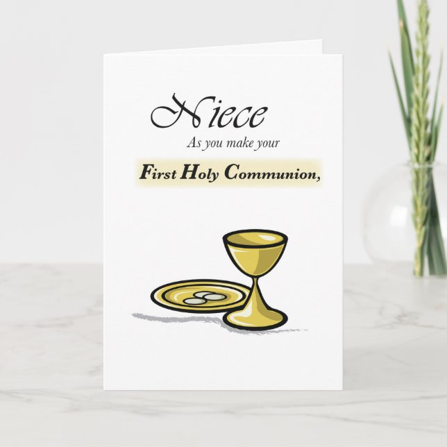 Niece First Communion Gold Chalice, Paten Karte (Vorderseite)
