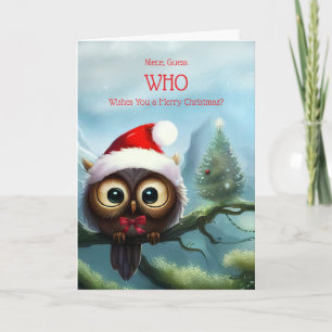 Niece Frohe Weihnachten Niedliche Owl und Ferien B Karte