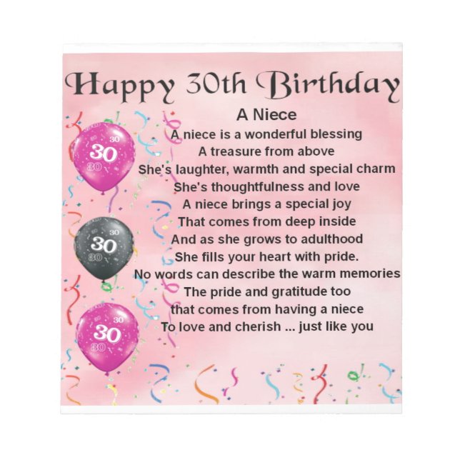 Niece Geem - 30. Geburtstag Notizblock (Vorderseite)
