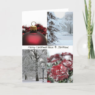 Niece & Girlfriend Christmas Red Winter Collage Feiertagskarte