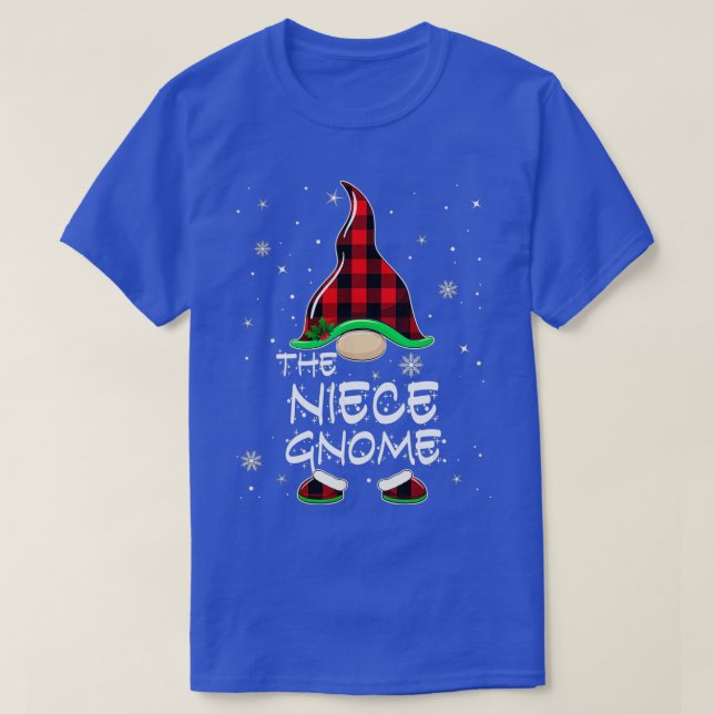 Niece Gnome Buffalo Plaid Matching Family Christma T-Shirt (Design vorne)