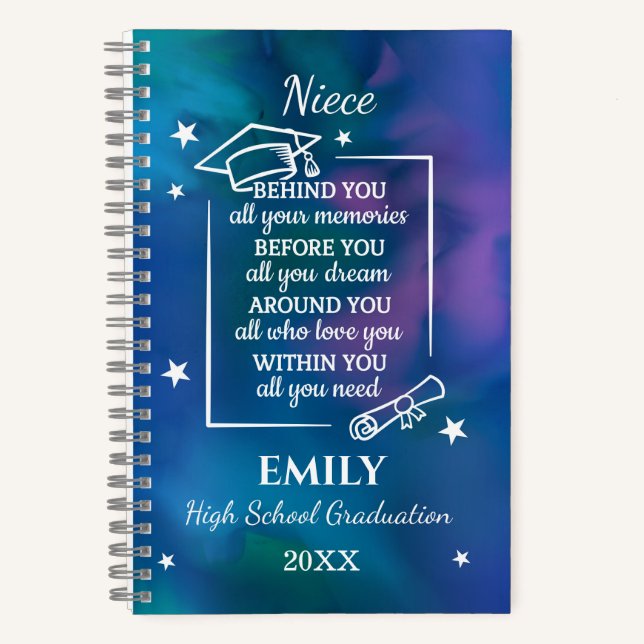 Niece Graduation Personalized Name Year Notizbuch (Vorderseite)