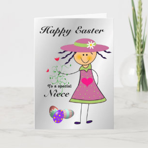Niece / Happy Oaster / Egg Hunt - Cartoon Girl Feiertagskarte