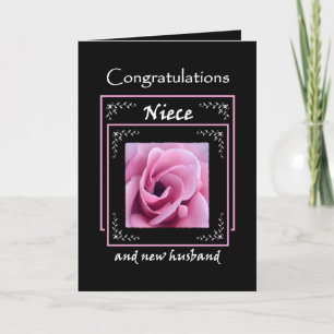NIECE Hochzeitsglückwünsche - Rosa Rose Karte