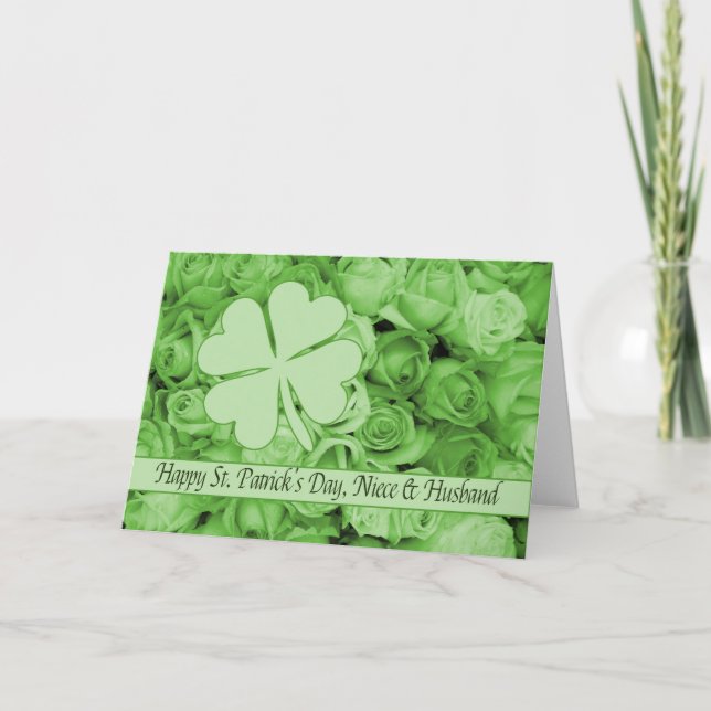 Niece & Husband St. Patrick's Irish Rose Karte (Vorderseite)