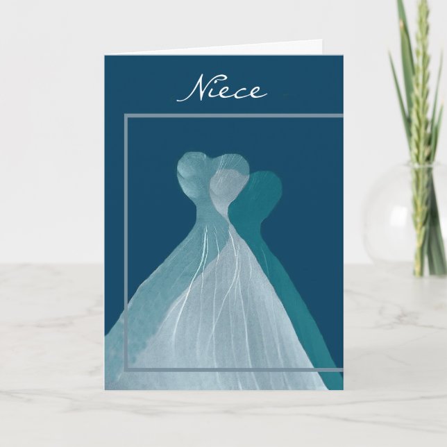 NIECE Junior Bridesmaid AQUAMARIN BLAU Kleider Einladung (Vorderseite)