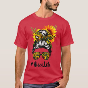Niece Life Messy Hair Bun Sonnenblume Frauen Mütte T-Shirt