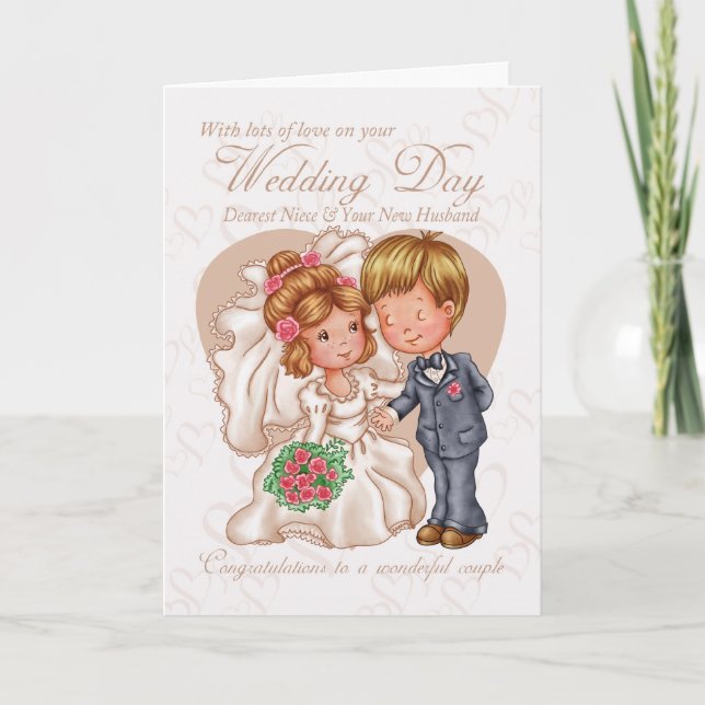 Niece & New Husband Wedding Day Card mit Liebe Karte (Vorderseite)