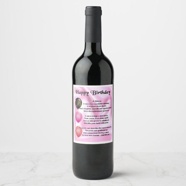 Niece Poem Wein Flasche Label Happy Birthday Weinetikett (Vorderseite)