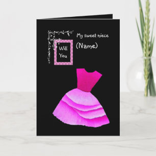 NIECE - Sei mein Blumenmädchen mit PINK Dress Einladung