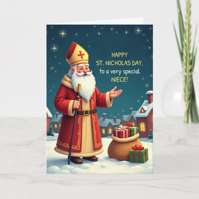 Niece St Nicholas Day Smiles and Warm Wishes Karte (Vorderseite)