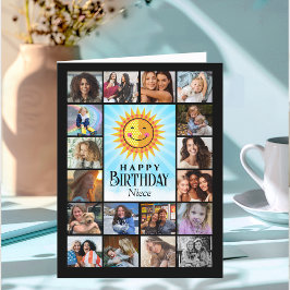 Niece Yellow Blue Foto Collage Dankeskarte