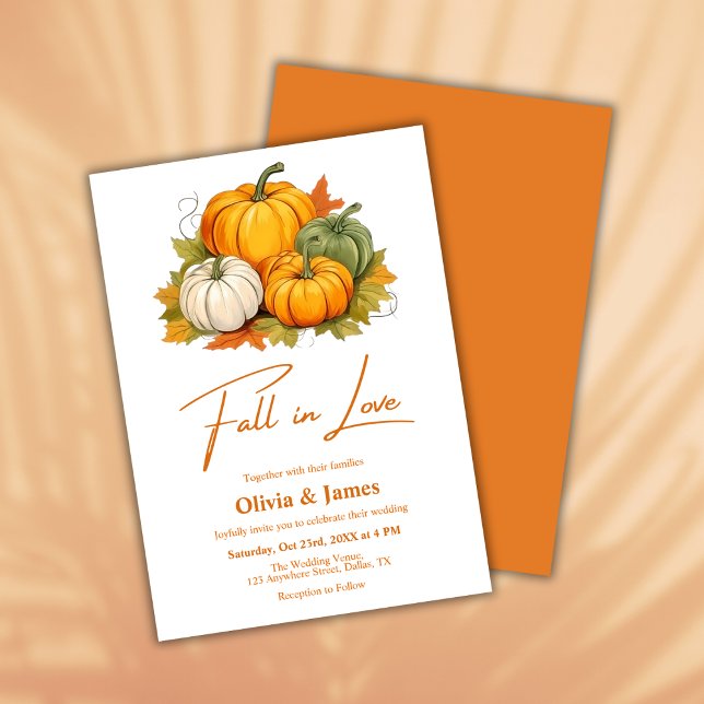 Niedergang der Liebe Rustikale Pumpkin Burnt Orang Einladung (Fall in Love Rustic Pumpkin Burnt Orange Wedding Invitation )
