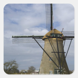 Niederlande (alias Holland), Kinderdijk. 19 Quadratischer Aufkleber