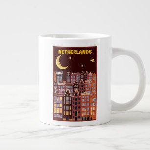 Niederlande bei Nacht Jumbo-Tasse
