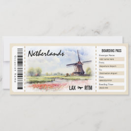 Niederlande Boarding Pass Geschenkgutschein Einladung