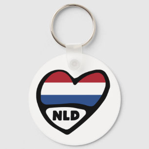 Niederlande Country Code Flag Herz Keyring, NLD Schlüsselanhänger