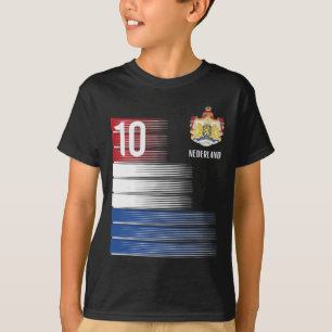 Niederlande Flagge 10 Niederländisch Orange Fußbal T-Shirt