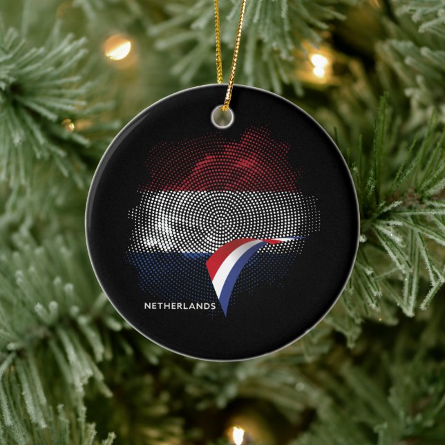 Niederlande-Flagge Keramik Ornament (Baum)