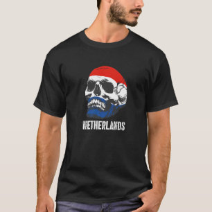 Niederlande-Flagge Totenkopf Niederländischer Stol T-Shirt