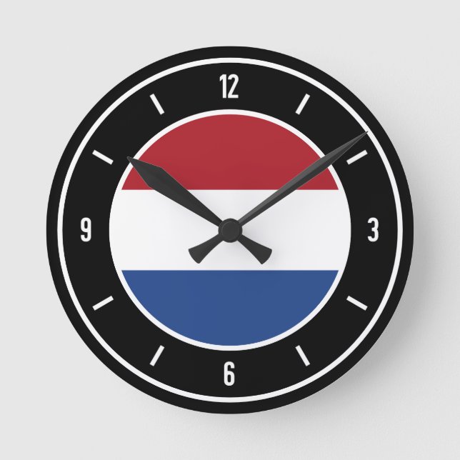 Niederlande-FlaggenElegant Runde Wanduhr (Vorderseite)