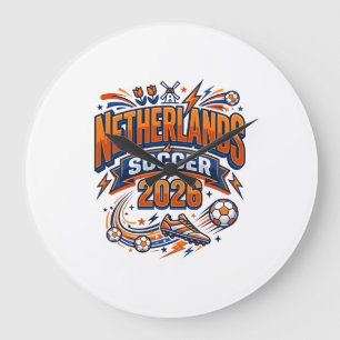 Niederlande Fußball 2026 Fußball Bold Land Typogr Große Wanduhr