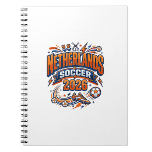 Niederlande Fußball 2026 Fußball Fett Land Typogr Notizblock