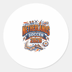 Niederlande Fußball 2026 Fußball Fett Land Typogr Runder Aufkleber