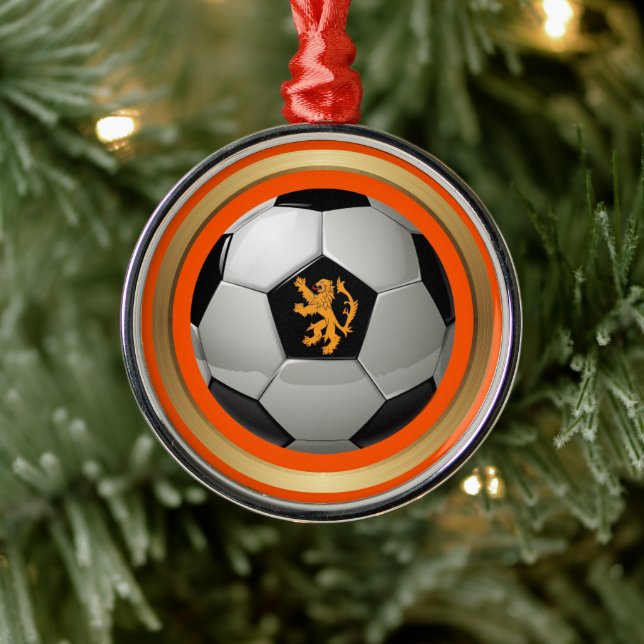 Niederlande Fußball Ball, holländische Lion über O Ornament Aus Metall (Baum)