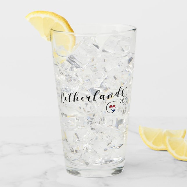 Niederlande Herzenflagge, niederländisches Design Glas (Vorderseite Ice)