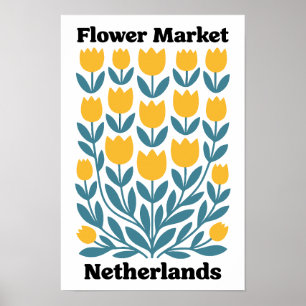 Niederlande Holland Blumenmarkt Gelbe Tulpe Poster