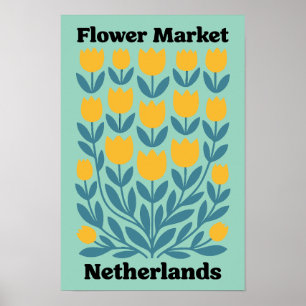 Niederlande Holland Blumenmarkt Gelbe Tulpen Poster