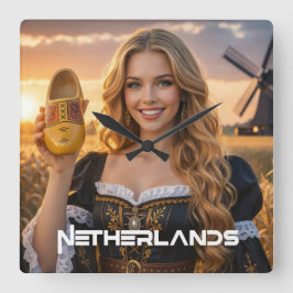 NIEDERLANDE - HOLLÄNDISCH QUADRATISCHE WANDUHR
