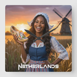 NIEDERLANDE - HOLLÄNDISCH QUADRATISCHE WANDUHR