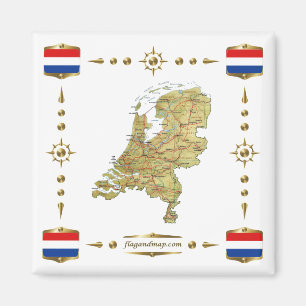 Niederlande Karte + Flags Magnet
