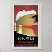 Niederlande KNSM Vintage Reiseposter Restauriert