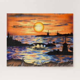 Niederlande Landschaft Puzzle Sunrise
