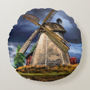 Niederlande Landschaft Windmill Round Pillow Rundes Kissen
