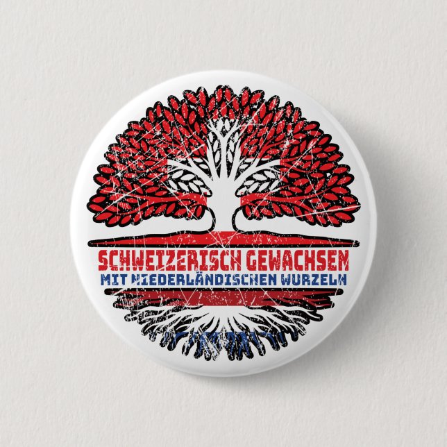 Niederlande Niederländisch Schweizer Schweiz Baum Button (Vorderseite)