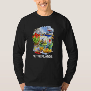 Niederlande Niederländische Symbole Kanäle Tulpen T-Shirt