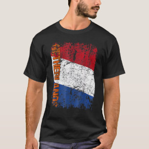 NIEDERLANDE Orange Big Flag Vintage Distressed T-Shirt