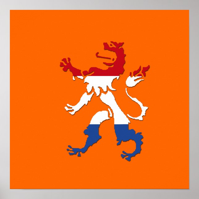 Niederlande Retro Rampant Löwe Heraldry Getriebe Poster (Vorne)